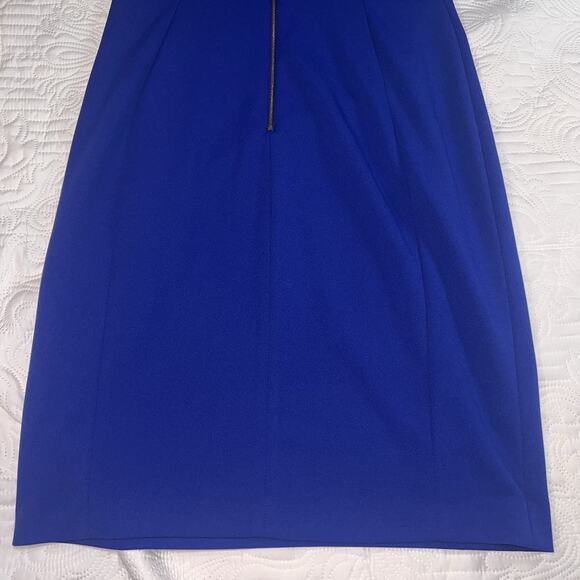 Calvin Klein Sheath Dress Size 12 Cobalt Blue Neck Bow Sleeveless Office Party - Picture 12 of 15